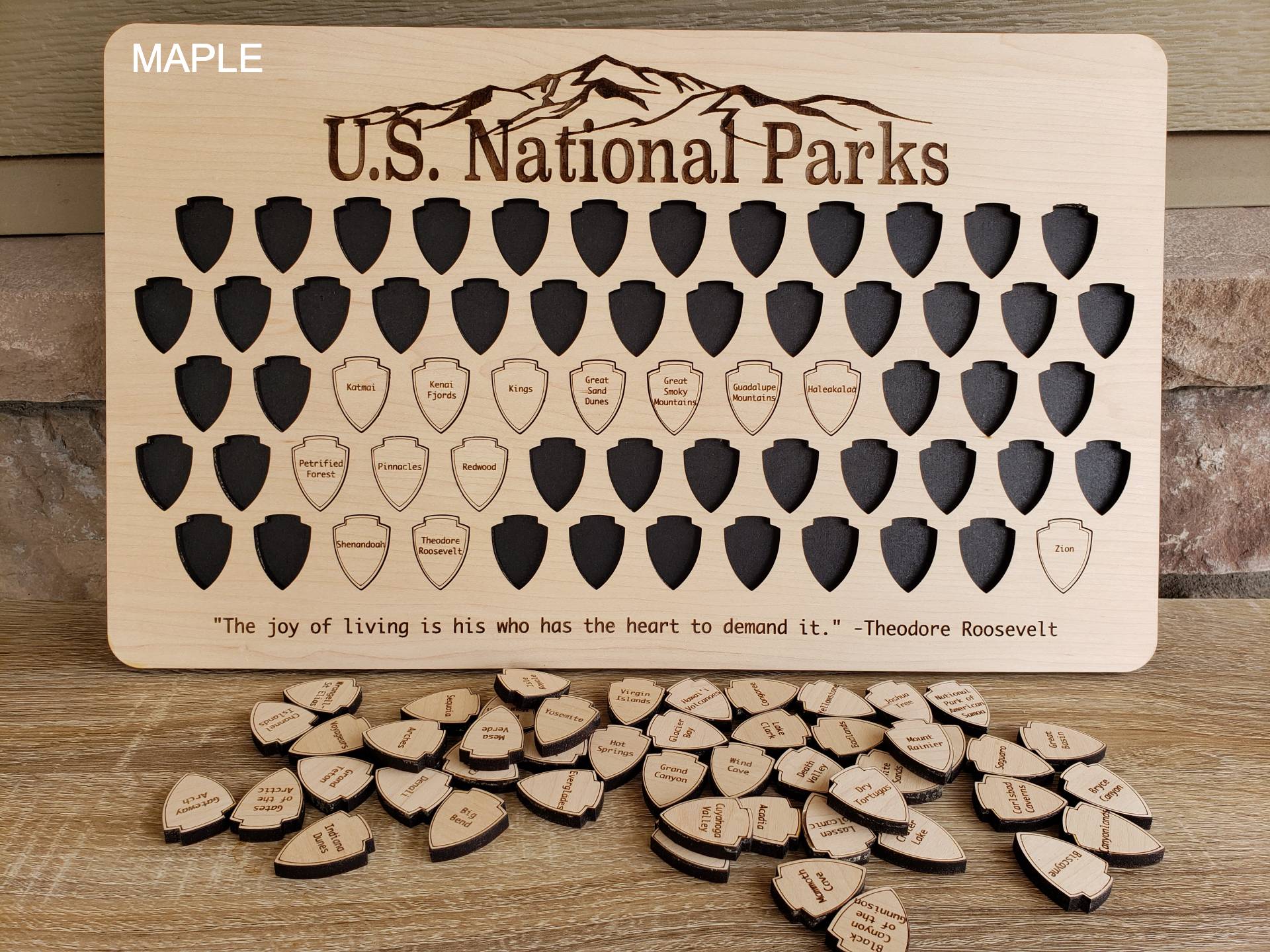 USA National Parks Bucket List Board | Wooden Puzzle Tokens United