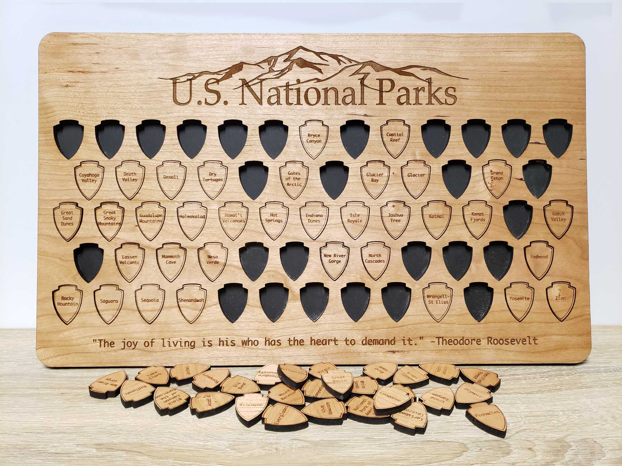 Wooden Puzzle Map Tracker for US National Parks