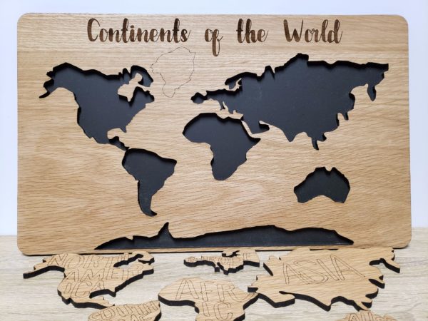 CONTINENTS OF THE WORLD MAP WOOD PUZZLE