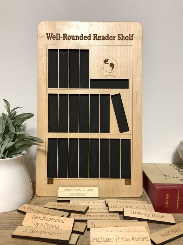 Wooden Book Reading Tracker Board