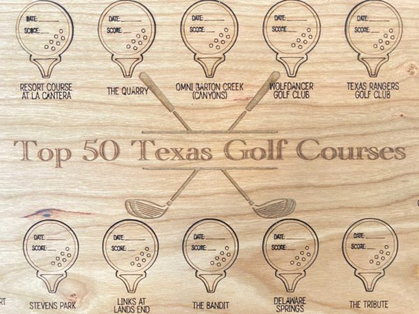 Texas Golf Bucket List board
