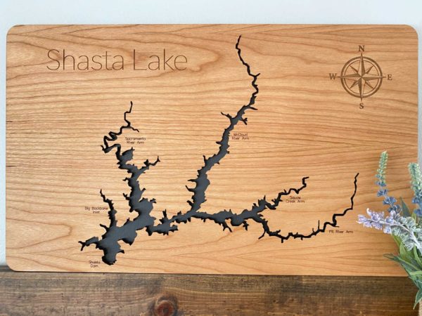 Custom Engraved Map Lake Shasta