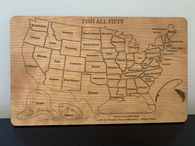 Personalized 50 States Fishing Tracker